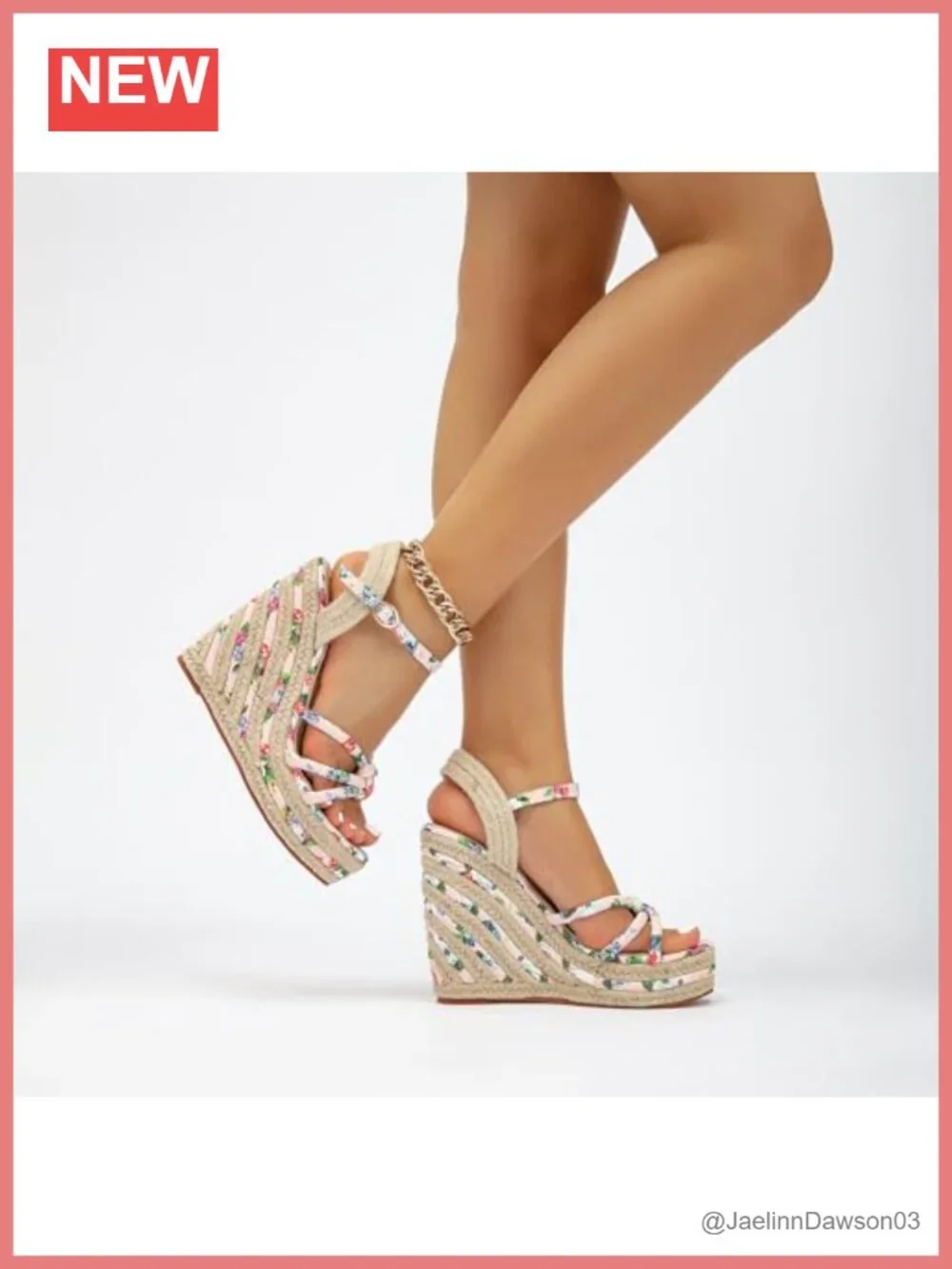 Womens Espadrille Wedge Sandals Flower Pattern Ankle Strap Open Toe PU Platform